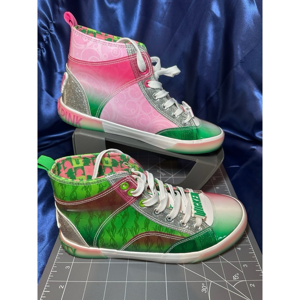 Ground Up Wicked Glitter High Top Sneakers Green Pink Sz 8.5 Women's/girls Shoes